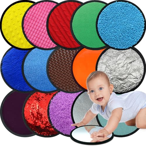 Upgraded 16 Set Sensory Mats, Mixed Colors Sensory Toys for Kids with Autism, Tactile Wall Panel Montessori Toy, Educational Toys for 3 year old, Toddler Learning Classroom Supplies Gift(8.3 Inch)