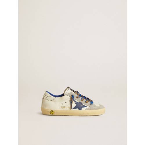 Super-Star Junior with blue leather star and ice-gray suede inserts