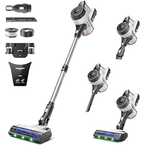 YONNDER Cordless Vacuum Cleaner, 50KPA/550W/70Mins Powerful Stick Vacuum for Home, Anti-Tangle, Self-Standing, Lightweight, Charging Dock, Vacuum Cleaner for Hardwood Floor/Carpet/Pet Hair/Car, M1