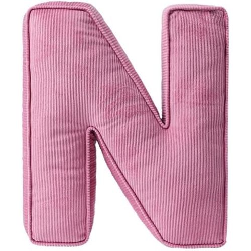 Pink Letter Plush Pillow, Letter Hugging Throw Pillows, Decorative Corduroy Initial Letter Shaped Throw Pillows, Letter Pillows English Alphabet A to Z for Sofa Bedroom Living Room Decor (N)