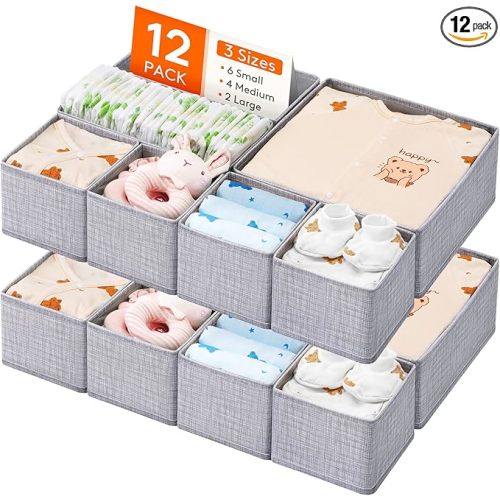 Lifewit Nursery Drawer Organizer for Clothes 28 Pack, Certified Child-safe Dresser Drawer Divider Storage Bins, Foldable Clothing Storage Basket for Baby Clothes/Underwear/Sock/Diaper in Closet