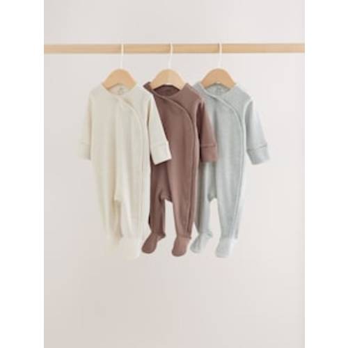 Buy Beige Baby Two Way Zip Sleepsuits 3 Pack (0-2yrs) from Next Australia