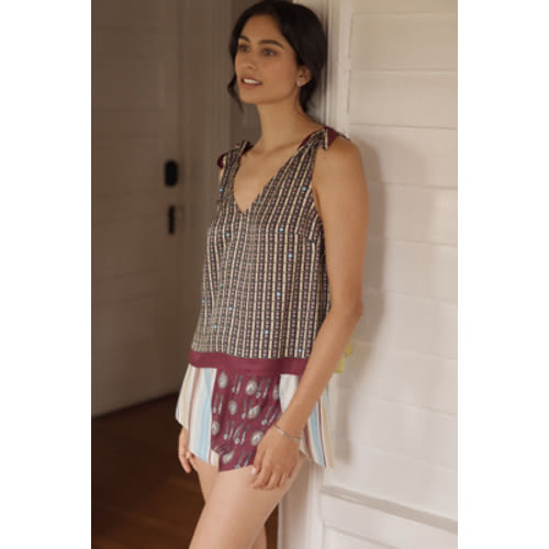 LyreBird Silken Printed Scarf Top | Anthropologie