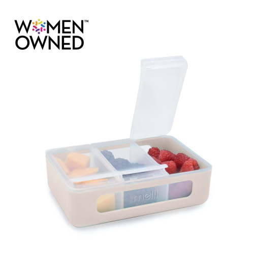 Melii Snack Box with 3 Compartments for Kids, Durable Plastic Food Container - Wisteria