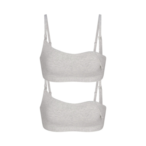 COTTON JERSEY MATERNITY NURSING SCOOP BRALETTE 2-PACK | LIGHT HEATHER GREY | SKIMS
