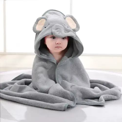 Ultra-Soft Microfiber Hooded Baby Towel & Robe 31.5"x31.5" | - TikTok Shop