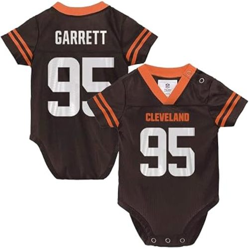 Myles Garrett Cleveland Browns Brown #95 NFL Newborn Infants Team Color Home Creeper Bodysuit Player Jersey