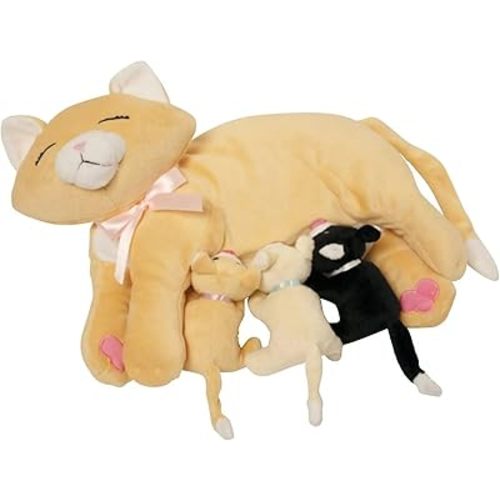 Manhattan Toy Nursing Nina Nurturing Cat Stuffed Animal with Plush Kittens 10 inch
