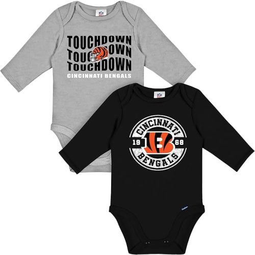 Gerber NFL unisex-baby Nfl 2-pack Long Sleeve Onesie Bodysuit