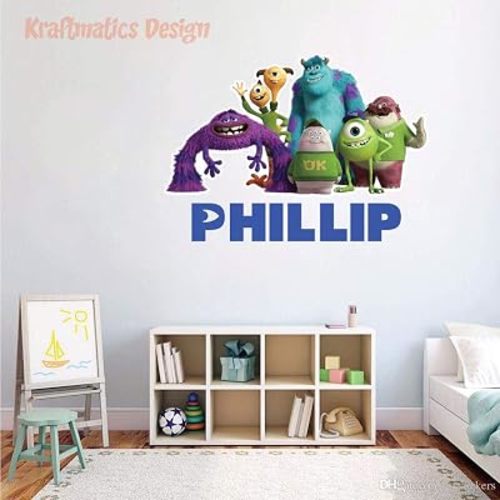 Monsters Inc Personalized Name Nursery Wall Decal Vinyl Sticker | Multiple Font Options | Custom Kids Room Décor | Bedside Decals | Children’s Room | Car | Laptop