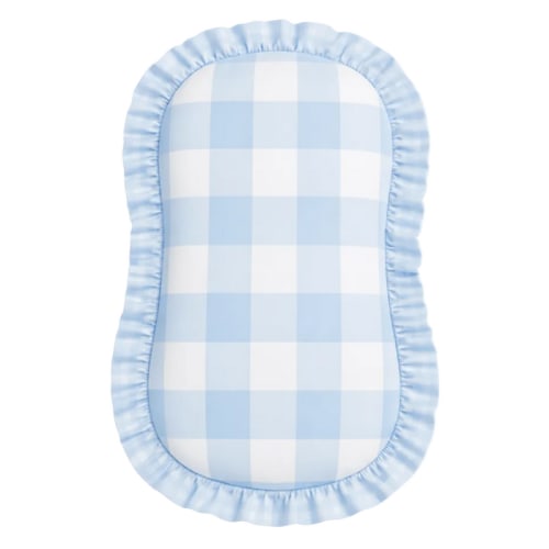 Blue Checkered Ruffle Baby Lounger Cover Default Title