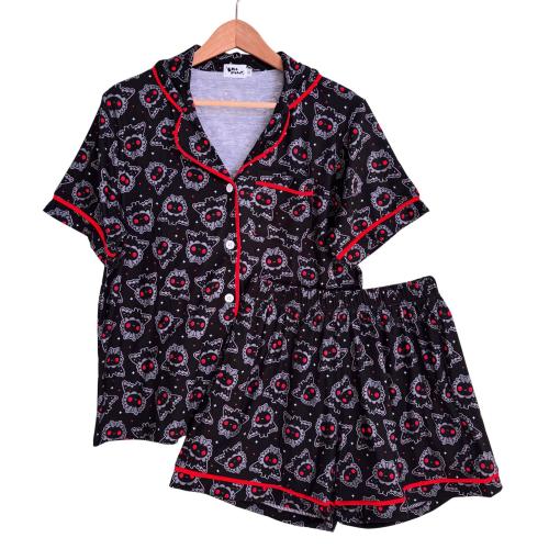 Mothman Button Down Pajamas Shorts and Top Set