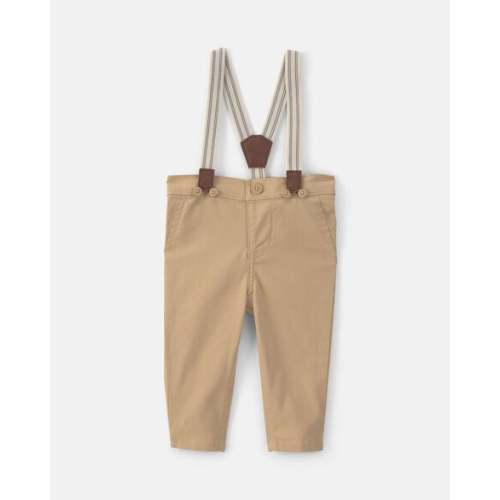 Baby Boy Twill Suspender Pants - Khaki - OshKosh B'gosh | Carter's