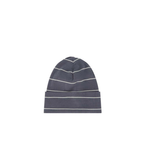 Organic Cotton Fine Rib Beanie - Gracelyn Stripe Lava/Cloud