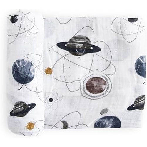 Little Unicorn Premium Cotton Swaddle Baby Blanket | Breathable Fabric | for swaddling, Play, Nursing & More (Planetary)