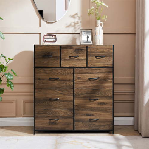 Mainstays 9 Drawer Dresser with Fabric Storage, Brown
