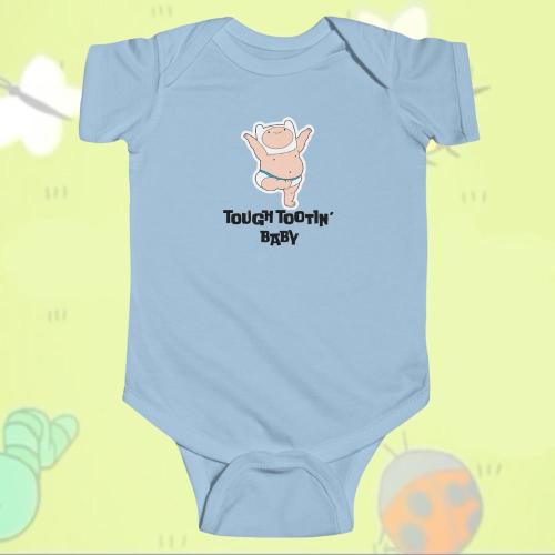 Funny baby bodysuit gender neutral - Adventure Time baby Fin Tough Tootin Baby, cute baby shower birthday gift