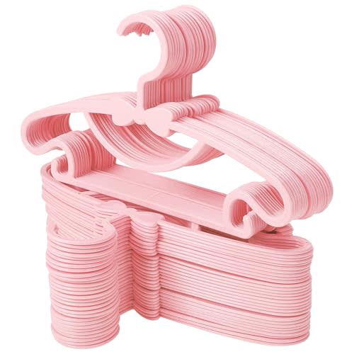 100 Pack Pink Baby Hangers Plastic Baby Nursery Closet Hangers Non-Slip Laundry Infant Hanger for Newborn Toddler Clothes,Ultra-Thin