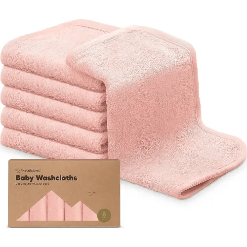 6-Pack Baby Washcloths - Soft Viscose Derived from Bamboo Washcloth, Baby Wash Cloths, Baby Wash Cloth for Newborn, Kids, Bath Baby Towels, Face Towel, Face Cloths for Washing Face(Blush Pink)