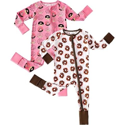 OPAWO Bamboo Sleepers for Baby Girl Pajamas Double Zipper Onesies Romper