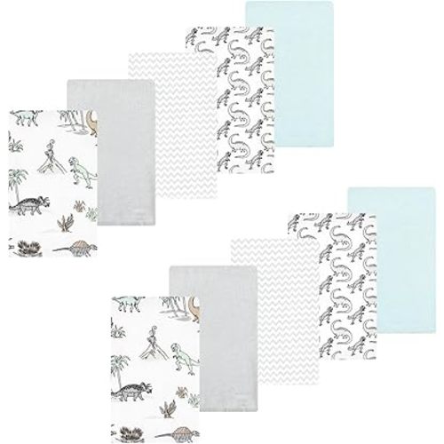 Luvable Friends Hudson Baby Flannel Burp Cloths 10pk, Gray Dinosaur Journey