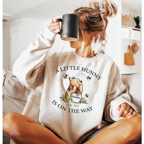 Custom Baby Announcement Sweatshirt, Winnie The Pooh Baby Announcement Shirt, Gender Reveal Shirt,Pregnancy Announce Shirt,Baby Shower Gift,