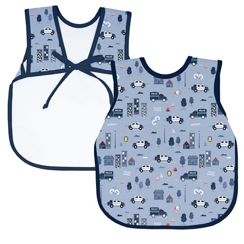 BapronBaby Be Brave - Police Patrol Bapron - No Neck Tie Safer Bib for Baby & Toddler - Soft Waterproof Stain Resistant - Machine Washable - Sz Baby/Toddler 6m-3T
