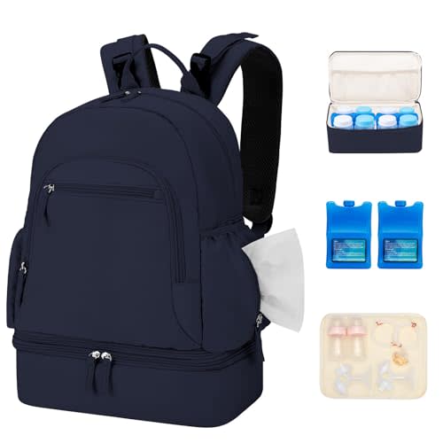 Breast Pump Backpack Fit for Spectra S1/S2 with Removable Cooler Compartment, Breast Pump Bag Fit Pump Accessories for Working & Nursing Moms, Breast Milk Cooler Bag for Travel and Family Use Blue