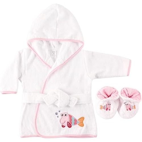 Luvable Friends Unisex Baby Cotton Terry Bathrobe, Fish, One Size