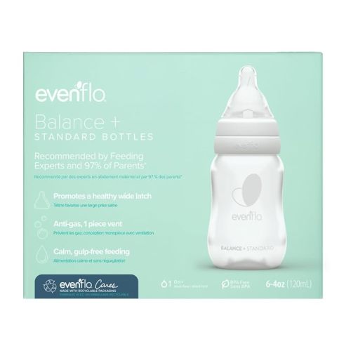 Evenflo Feeding Premium Proflo Venting Balance Plus Standard Neck Baby, Newborn and Infant Bottles - Developed by Pediatric Feeding Specialists - 4 Ounce (Pack of 6)