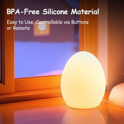 Night Light for Kids, Baby Night Light with 7 Colors Changing Mode & Stepless Dimming, Nursery Night Light BPA Free,Rechargeable Egg Night Light for Breastfeeding 1h Timer & Touch Control