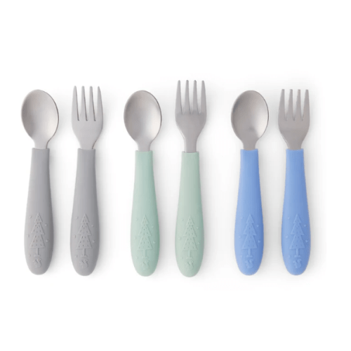 Babies/Toddler Stainless Steel Spoons + Forks with Silicone Handle