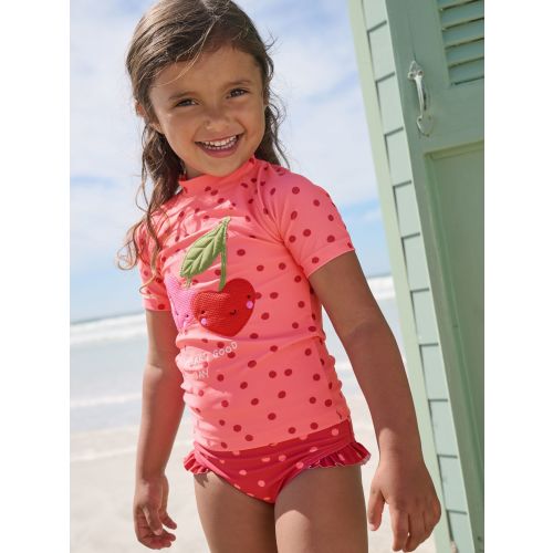 Pink/ Red Cherry Short Sleeved Sunsafe Swim Set (3mths-10yrs)