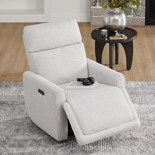 CHITA Power Nursery Swivel Glider Recliner Chair with Power Headrest, Ivory