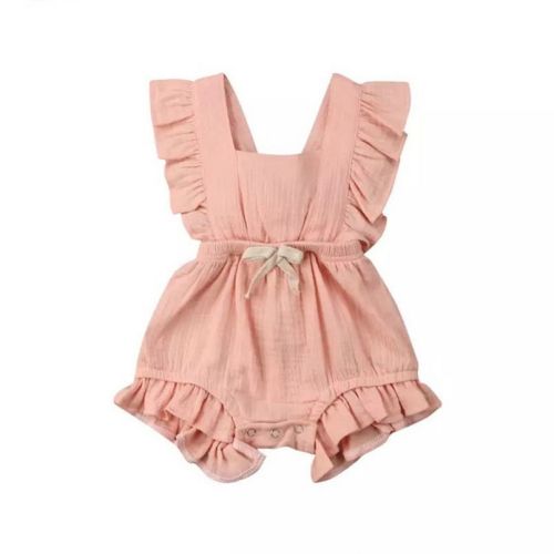 Baby Girls Pink Cotton Frill Romper