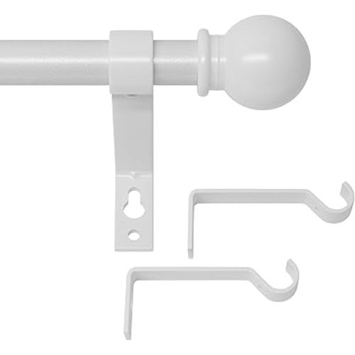 White Curtain Rods for Windows 30 to 62 inch, Splicing Adjustable 5/8 Diameter Curtain Rod Set, Decorative Standard Drapery Rod for Living Room, Heavy Duty Metal Curtain Pole, Easy Install - White