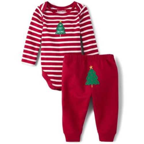 The Children's Place Baby Long Sleeve First Christmas 2-Piece Playwear Set Red 0-3 M