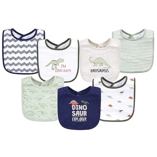 Hudson Baby Unisex Baby Cotton Bibs, Dinosaur Explorer, One Size