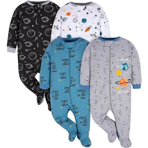 Gerber Baby Boys 4 Pack 'N Play Footie And Toddler Sleepers, Space, 0-3 Months US