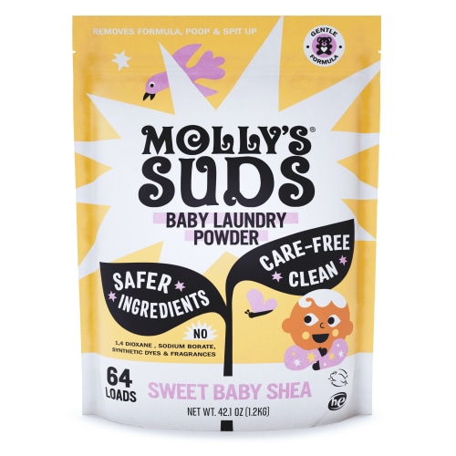 Molly's Suds Baby Laundry Detergent Powder | Removes Formula, Poop & Spit-Up Stains | Extra Gentle for Newborns (Sweet Baby Shea), 64 Loads