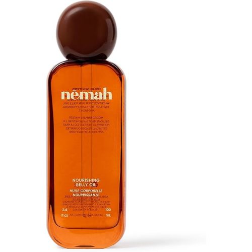 Nemah Belly Oil For Pregnant Women, Stretch Mark Oil, Quick Drying Non-Greasy With Jojoba Coconut Hemisqualane Blend, Pregnancy Stretch Mark Prevention, Pregnancy Essentials, Vegan, 3.4 Fl Oz
