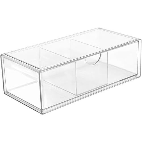 Hair Accessories Organizer for Girls, Clear Acrylic Hair Tie Organizer, or Headband, bows,Cute Small Stackable Storage Drawer Container Caddy Box for Bathroom Vanity Countertop
