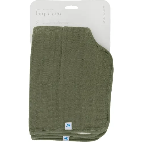 Little Unicorn Ultra-Absorbent Premium Burp Cloth 2 Pack | Soft on Baby's Skin | Larger Size | Ergonomic Design | Set of 2 (Fern)