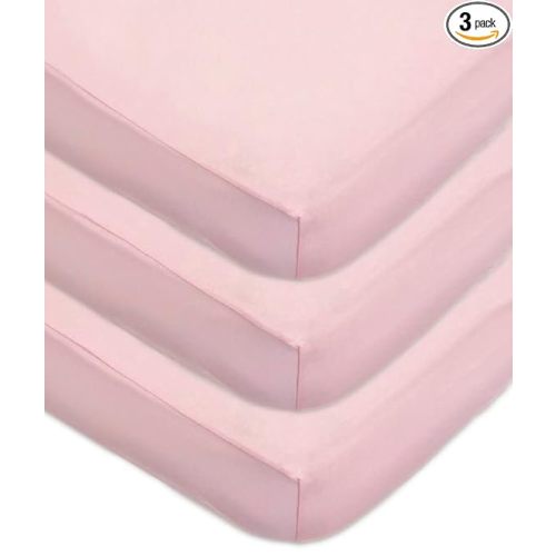 American Baby Company 3 Pack 100% Natural Cotton Fitted Crib Sheets 52" x 28" - Soft, Breathable, Hypoallergenic & Gentle Toddler Bed Sheets, Pink, Neutral for Boys & Girls