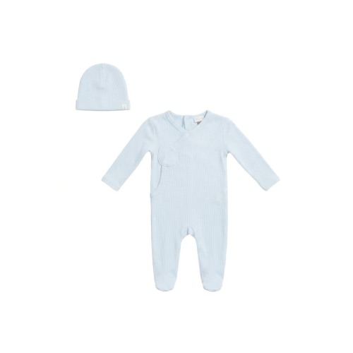Soft Modal Rib Wrap Front Romper and Hat Set, 3M