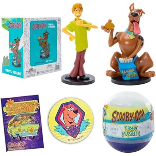 Scooby-Doo Bend Scoob Character Mini Figure Bundled with + Shaggy Gang Mystery Machine Classic + Charm Blind Capsule & Cartoon Sticker 3-Items Zoinks!