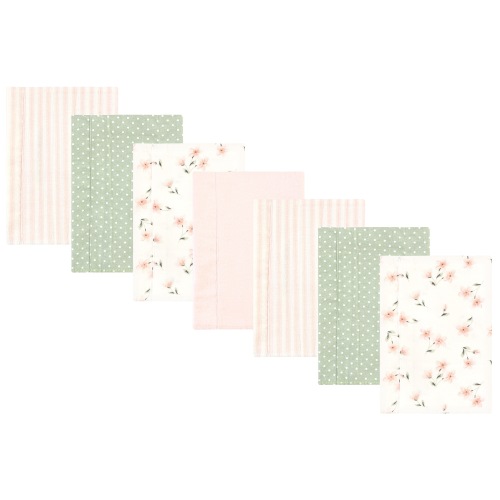 Hudson Baby Infant Girl Cotton Flannel Burp Cloths, Pink Dainty Floral 7 Pack, One Size - Pink Dainty Floral 7 Pack - One Size