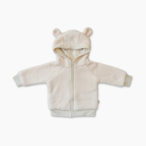Goumi Kids x Babylist Hooded Bear Ear Fleece Zipper Jacket - Oat, 0-3 M