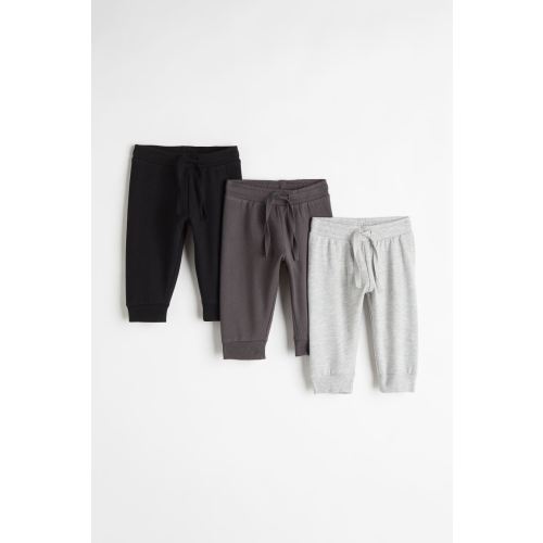 3-pack Cotton Joggers, Light gray melange/dark gray