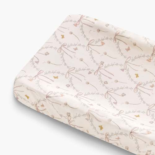 Bows & Butterfly Kisses Changing Pad Cover - Pink